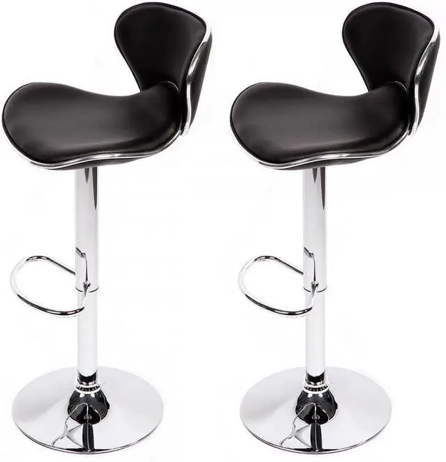 Alt view image 4 of 6 - BestOffice Set of 2 Bar Stools PU Leather Modern Hydraulic Swivel Dinning Chair, Black