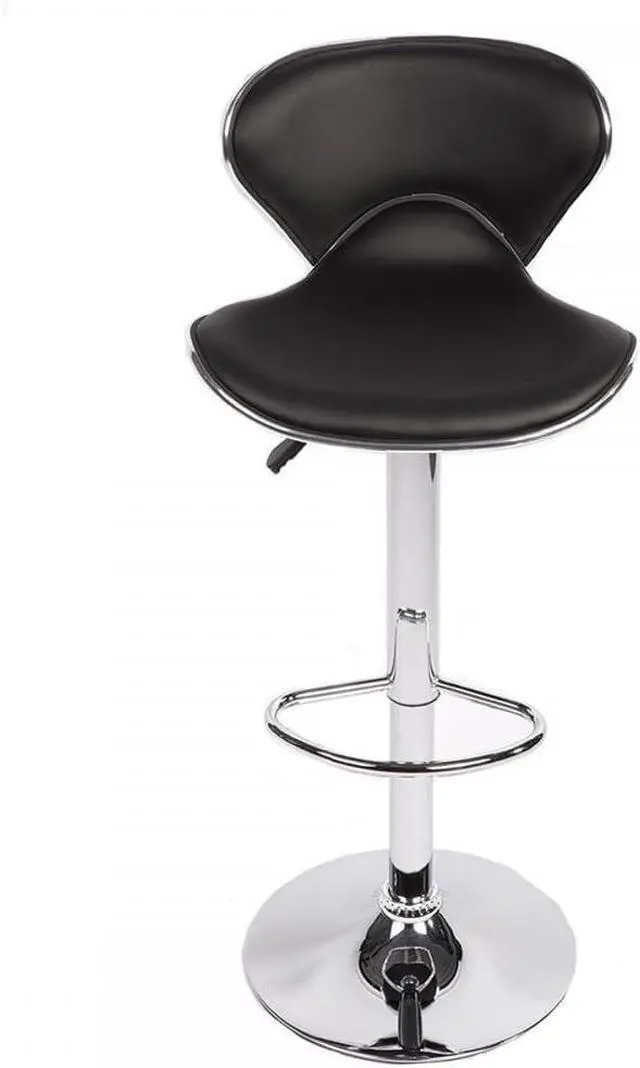 Alt view image 5 of 6 - BestOffice Set of 2 Bar Stools PU Leather Modern Hydraulic Swivel Dinning Chair, Black
