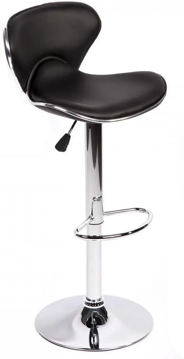 Alt view image 6 of 6 - BestOffice Set of 2 Bar Stools PU Leather Modern Hydraulic Swivel Dinning Chair, Black
