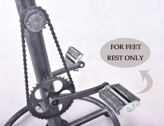 Alt view image 7 of 7 - Topower Vintage DIY Bar Stool Bicycle Chain Iron Pedal Retro Industrial Height Adjustable Bicycle Wheel Design bar Chair Set of 2 Silver