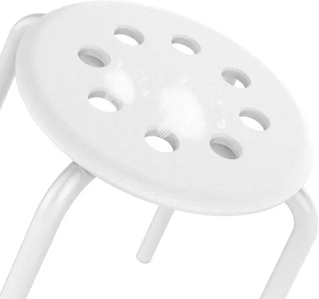 Alt view image 4 of 7 - Topeakmart Barstools Plastic Stack Bar Stools Backless Stools Metal Leg 17.3in Height Set of 5 White