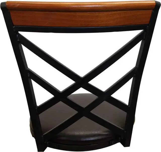 Alt view image 5 of 7 - eHemco Swivel Metal Kitchen Counter Barstool with Double X Back Faux Leather Upholstered Seat, Espresso and Black, Set of 2