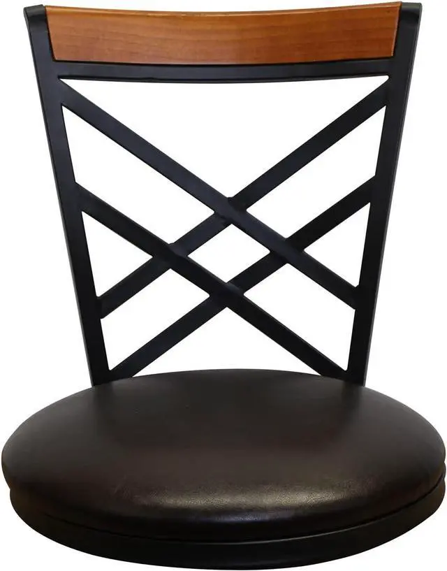 Alt view image 6 of 7 - eHemco Swivel Metal Kitchen Counter Barstool with Double X Back Faux Leather Upholstered Seat, Espresso and Black, Set of 2