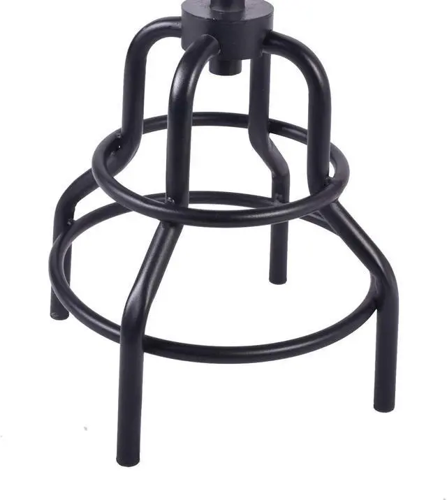 Alt view image 5 of 6 - Topower Retro Antique Industrial Design Metal Adjustable Height Bar Stool Chair Kitchen Dining Breakfast Chair Natural Pinewood Industrial Style (Black 2pcs)