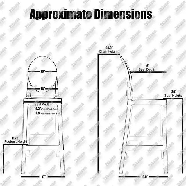 Alt view image 2 of 7 - 2xhome - Set of Four (4) Clear 30" Seat Height Barstool Modern Ghost Side Bar Stool - Accent Stool - Lounge No Arms Armless Arm Less Chairs Seats Mid Century Design