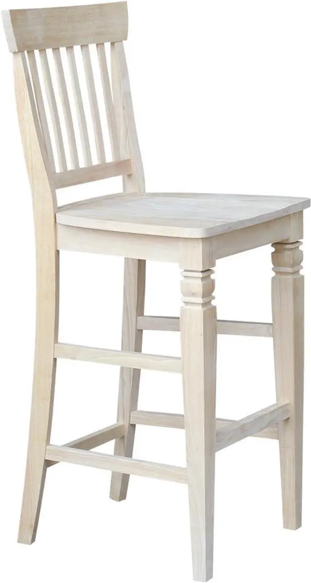 Alt view image 6 of 7 - International Concepts Unfinished Seattle Bar Height Stool, 30-Inch, Brown