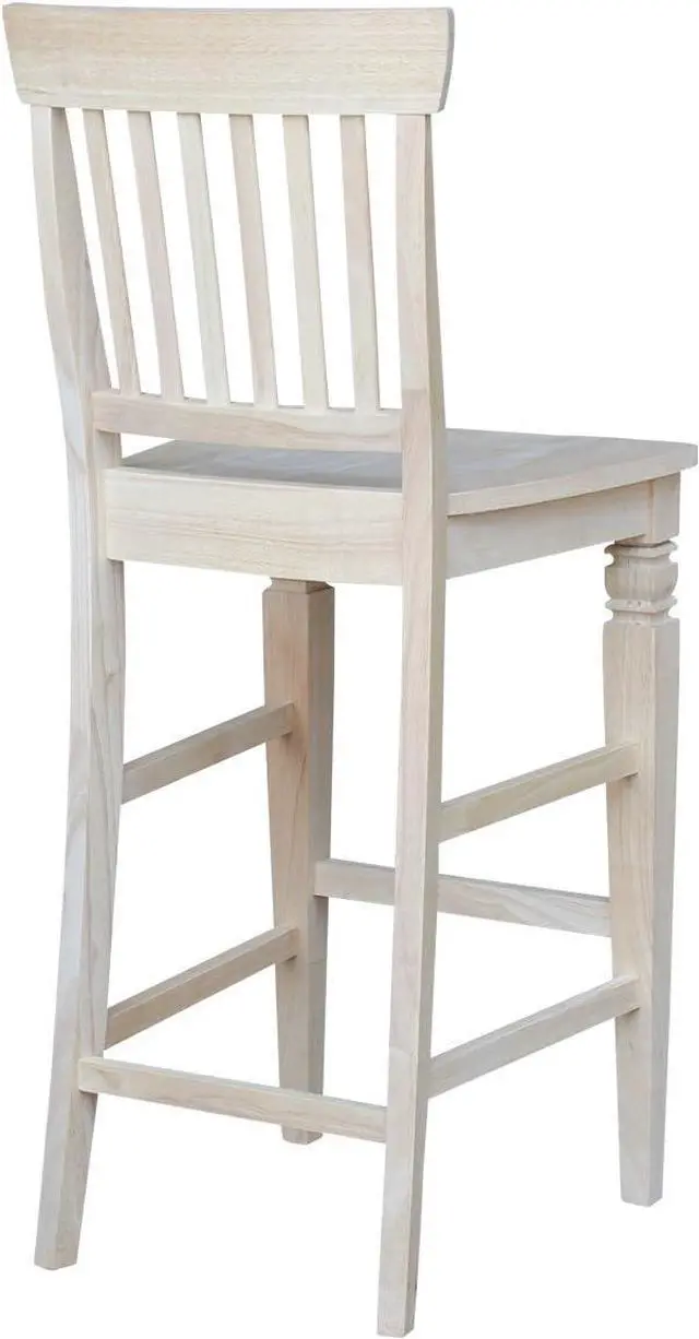 Alt view image 7 of 7 - International Concepts Unfinished Seattle Bar Height Stool, 30-Inch, Brown