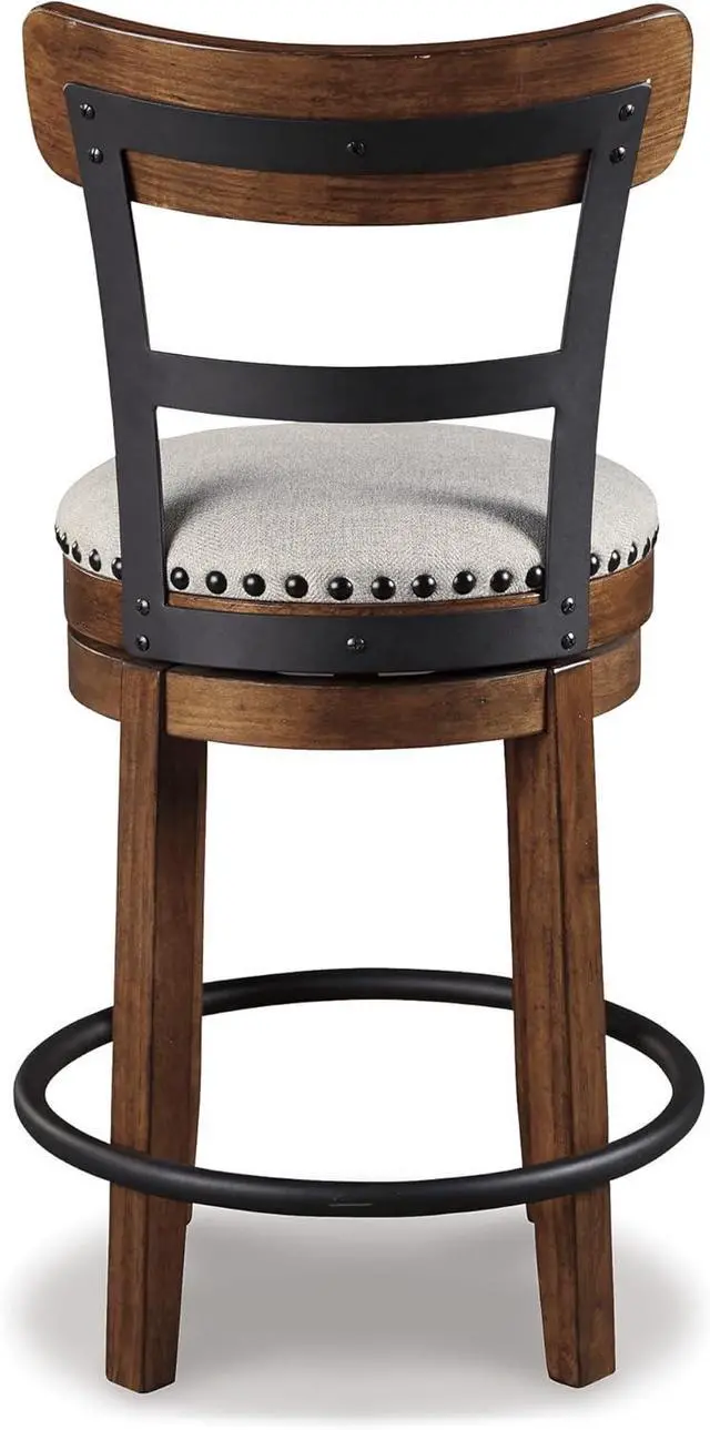 Alt view image 5 of 7 - Signature Design by Ashley Valebeck Rustic Farmhouse 24.5â Counter Height Swivel Bar Stool, Brown