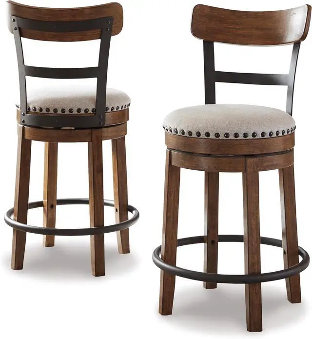 Alt view image 6 of 7 - Signature Design by Ashley Valebeck Rustic Farmhouse 24.5â Counter Height Swivel Bar Stool, Brown