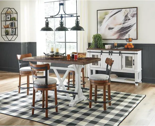 Alt view image 7 of 7 - Signature Design by Ashley Valebeck Rustic Farmhouse 24.5â Counter Height Swivel Bar Stool, Brown