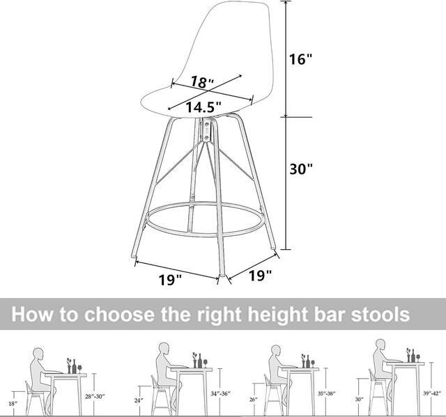 Alt view image 2 of 7 - Haobo Metal Bar Stools, Counter Height Stools Plastic Seat Swivel Chairs Set of 4 for Indoor, Outdoor, Home, Kitchen Dinning Chairs, Bar Counter, Business (30", 06 Swivel White)