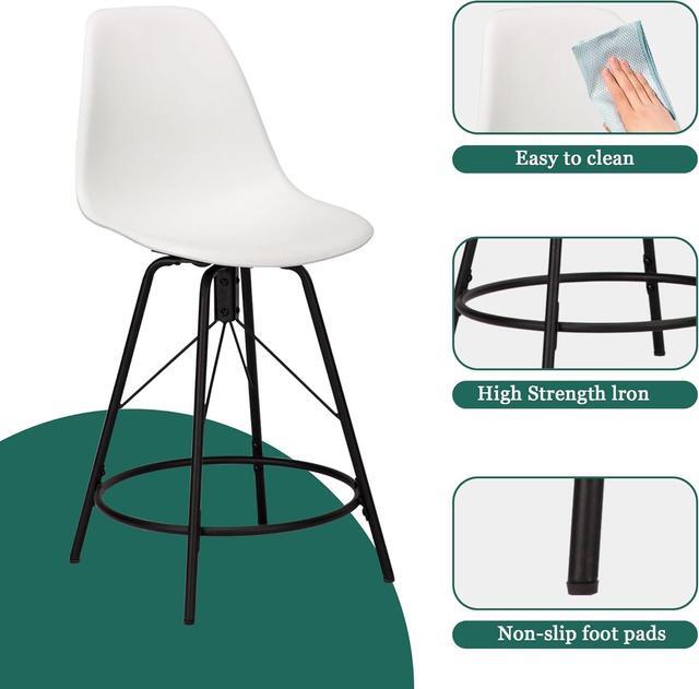 Alt view image 6 of 7 - Haobo Metal Bar Stools, Counter Height Stools Plastic Seat Swivel Chairs Set of 4 for Indoor, Outdoor, Home, Kitchen Dinning Chairs, Bar Counter, Business (30", 06 Swivel White)