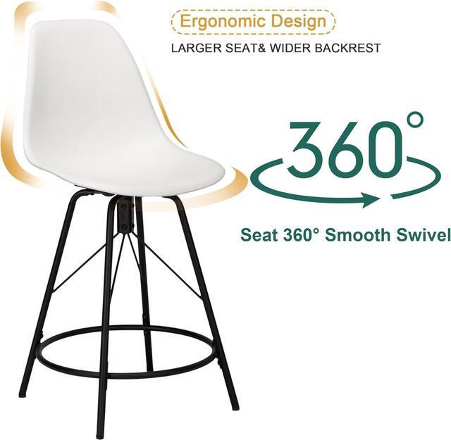 Alt view image 5 of 7 - Haobo Metal Bar Stools, Counter Height Stools Plastic Seat Swivel Chairs Set of 4 for Indoor, Outdoor, Home, Kitchen Dinning Chairs, Bar Counter, Business (30", 06 Swivel White)