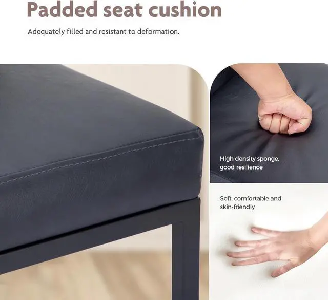 Alt view image 6 of 7 - ALPHA HOME 24 Inch Bar Stools Set of 2 Kitchen Counter Stools with Back Pu Leather Counter Chair Counter Height Bar Stools with Upholstered Footrest Sturdy Chromed Metal Steel Frame, Midnight Blue