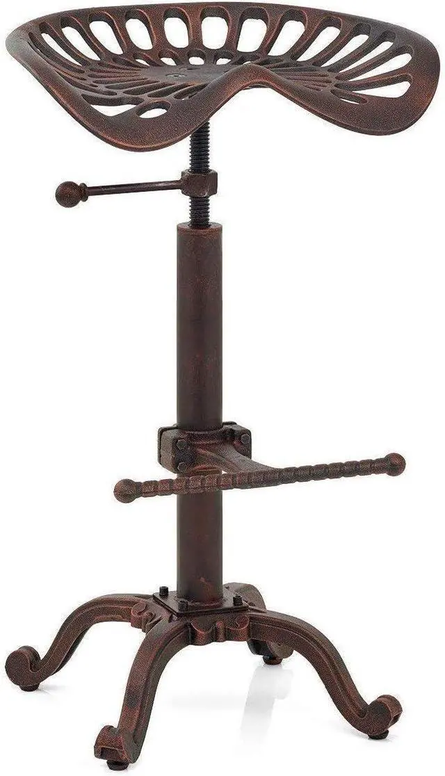 Main image of LOKKHAN Tractor Seat Bar Stool-Rustic Industrial Bar Stool-Farmhouse Cast Iron Swivel Stool-Counter Height Adjustable-Extra Tall Pub Height-24-31 inch (Coppery Brown)
