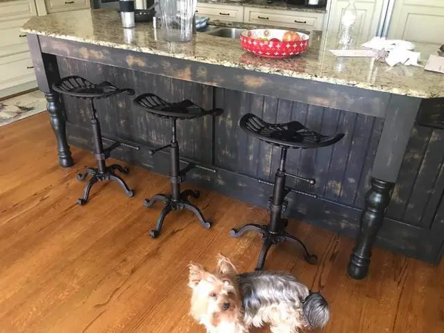 Alt view image 2 of 6 - LOKKHAN Tractor Seat Bar Stool-Rustic Industrial Bar Stool-Farmhouse Cast Iron Swivel Stool-Counter Height Adjustable-Extra Tall Pub Height-24-31 inch (Coppery Brown)