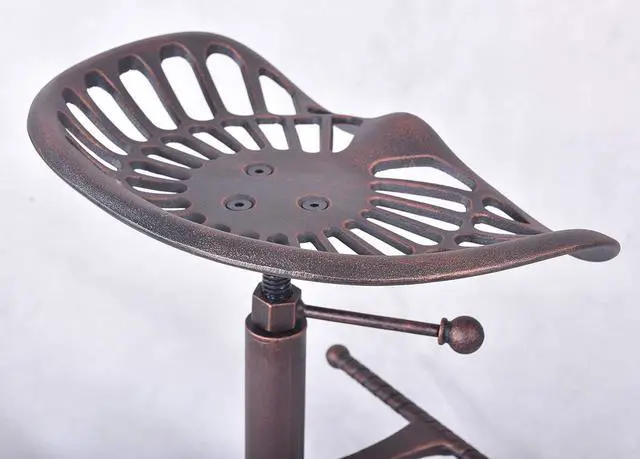 Alt view image 5 of 6 - LOKKHAN Tractor Seat Bar Stool-Rustic Industrial Bar Stool-Farmhouse Cast Iron Swivel Stool-Counter Height Adjustable-Extra Tall Pub Height-24-31 inch (Coppery Brown)