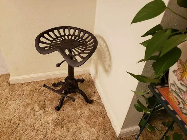 Alt view image 4 of 6 - LOKKHAN Tractor Seat Bar Stool-Rustic Industrial Bar Stool-Farmhouse Cast Iron Swivel Stool-Counter Height Adjustable-Extra Tall Pub Height-24-31 inch (Coppery Brown)