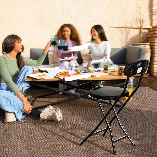 Alt view image 7 of 7 - 5Rcom Folding Stool, 2 Pack 18 inch Folding Bar Stool with Backrest and Handle, Foldable Stools for Adults Up to 350lbs, Collapsible Round Folding Counter Height Stool Chair for Camping Kitchen