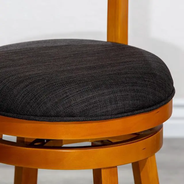 Alt view image 7 of 7 - DTY Indoor Living Granby Slat Back Fabric Swivel Stool, 24" Counter Height, Natural Finish, Charcoal Fabric Seat