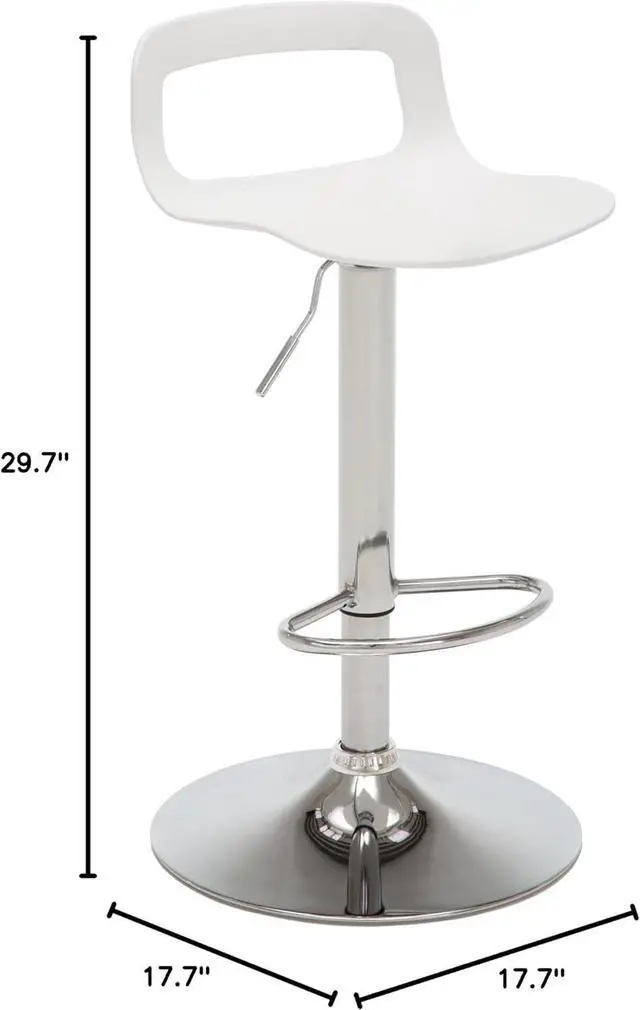 Alt view image 3 of 7 - NOBPEINT NOB Contemporary Chrome Air Lift Adjustable Swivel Bar Stool (2 Pieces, White)