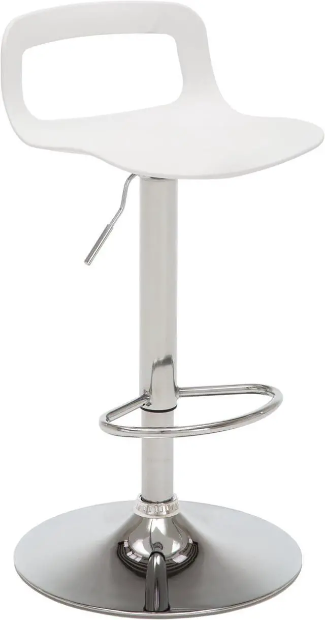 Alt view image 5 of 7 - NOBPEINT NOB Contemporary Chrome Air Lift Adjustable Swivel Bar Stool (2 Pieces, White)
