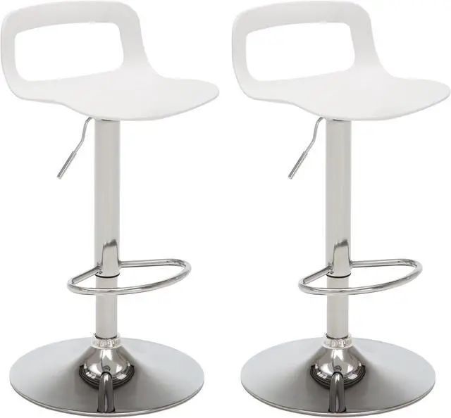Alt view image 4 of 7 - NOBPEINT NOB Contemporary Chrome Air Lift Adjustable Swivel Bar Stool (2 Pieces, White)