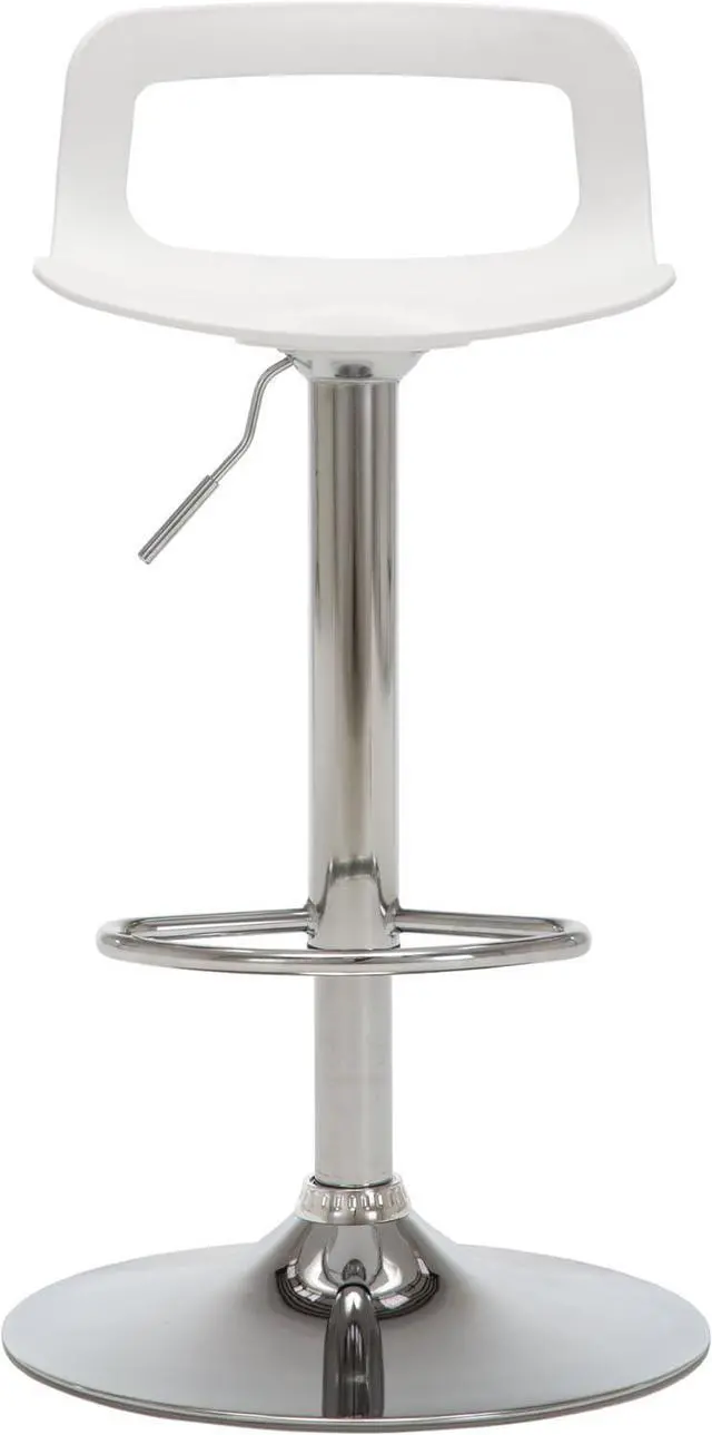 Alt view image 6 of 7 - NOBPEINT NOB Contemporary Chrome Air Lift Adjustable Swivel Bar Stool (2 Pieces, White)