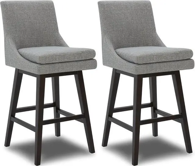Main image of CHITA Bar Height Swivel Barstool with Back Set of 2, FSC Certified Upholstered Bar Stool, 30.7" H Seat Height, Fabric in Fog