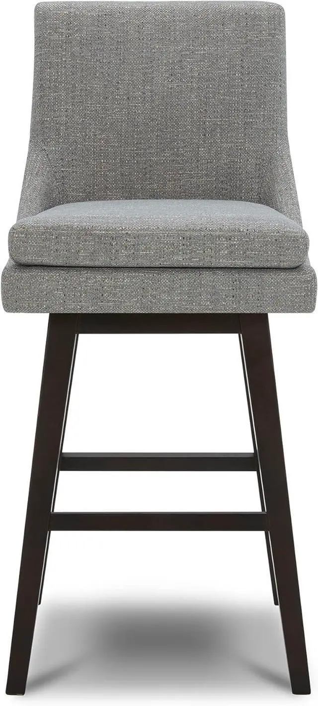 Alt view image 5 of 7 - CHITA Bar Height Swivel Barstool with Back Set of 2, FSC Certified Upholstered Bar Stool, 30.7" H Seat Height, Fabric in Fog
