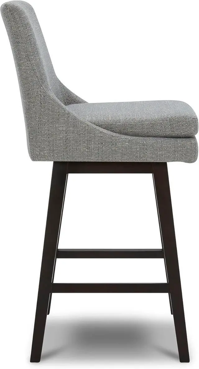 Alt view image 6 of 7 - CHITA Bar Height Swivel Barstool with Back Set of 2, FSC Certified Upholstered Bar Stool, 30.7" H Seat Height, Fabric in Fog