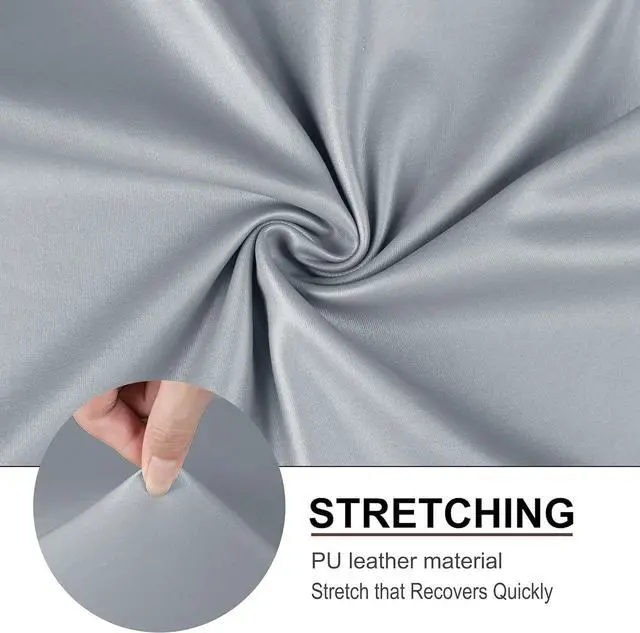 Alt view image 5 of 7 - PiccoCasa Waterproof Bar Stool Covers, Faux Leather Pub Counter Height Side Chair Covers with Elastic Band Silver Gray 4Pcs