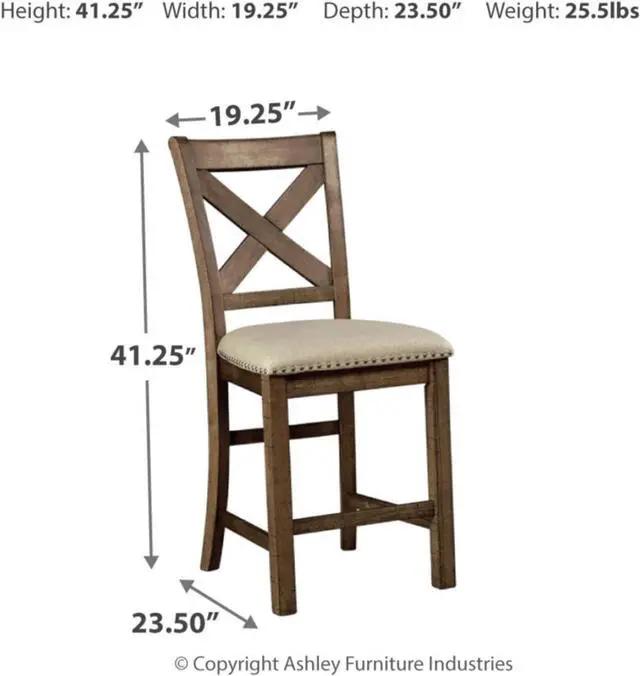 Alt view image 3 of 7 - Signature Design by Ashley Moriville Rustic Farmhouse 24.5" Upholstered Barstool, 2 Count, Beige & Brown