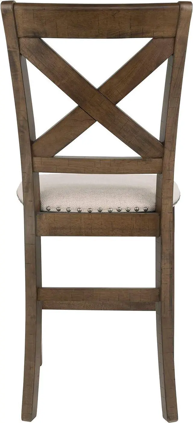 Alt view image 5 of 7 - Signature Design by Ashley Moriville Rustic Farmhouse 24.5" Upholstered Barstool, 2 Count, Beige & Brown