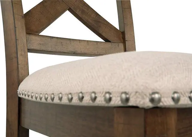 Alt view image 7 of 7 - Signature Design by Ashley Moriville Rustic Farmhouse 24.5" Upholstered Barstool, 2 Count, Beige & Brown