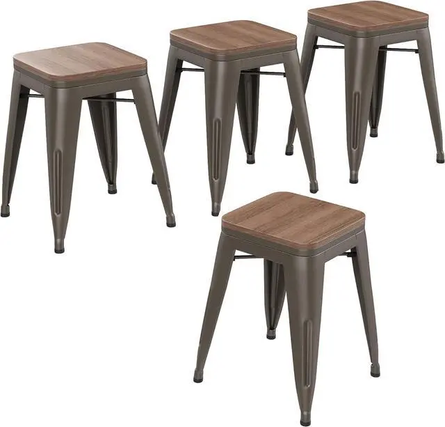Main image of Changjie Furniture 18 Inch Metal Dining Chairs Set of 4 Stackable Short Stools Bar Stools for Classroom (Rusty)