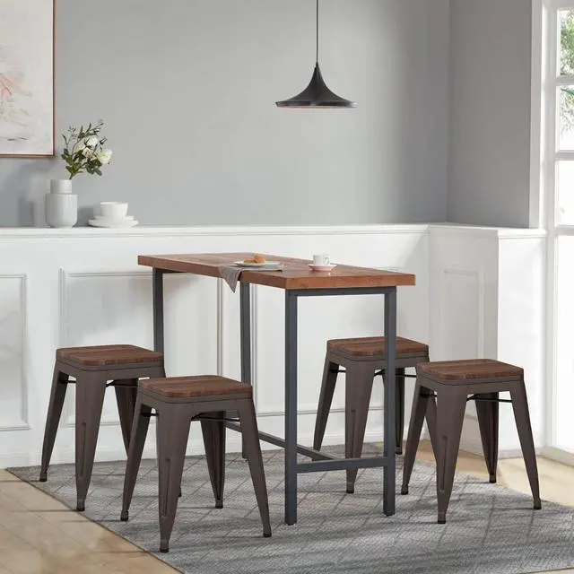 Alt view image 7 of 7 - Changjie Furniture 18 Inch Metal Dining Chairs Set of 4 Stackable Short Stools Bar Stools for Classroom (Rusty)
