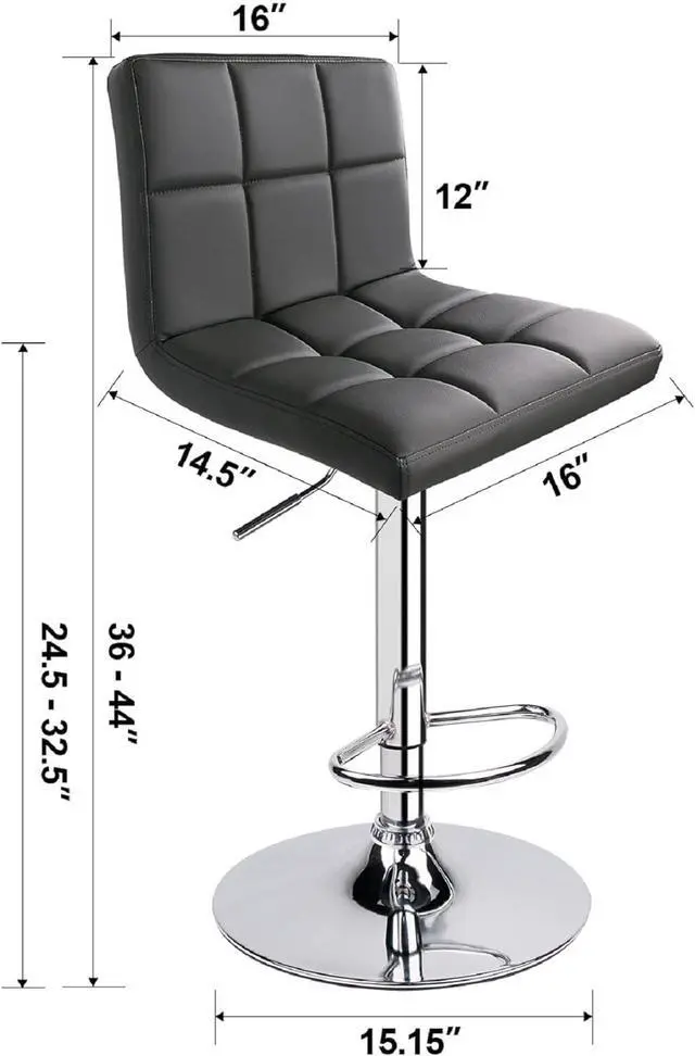 Alt view image 3 of 7 - Leopard Bar Stools, Modern PU Leather Adjustable Swivel Classic Bar Stool with Back, Set of 3 (Grey)