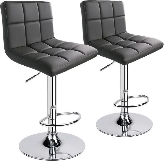 Alt view image 6 of 7 - Leopard Bar Stools, Modern PU Leather Adjustable Swivel Classic Bar Stool with Back, Set of 3 (Grey)