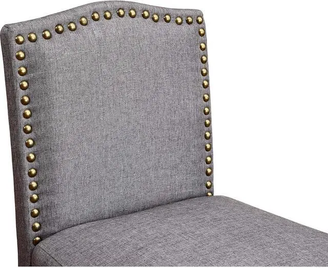 Alt view image 4 of 7 - NOBPEINT Nail Head Studded Fabric Backed Barstools 29 inch Set of 2 NOB7023, Gray