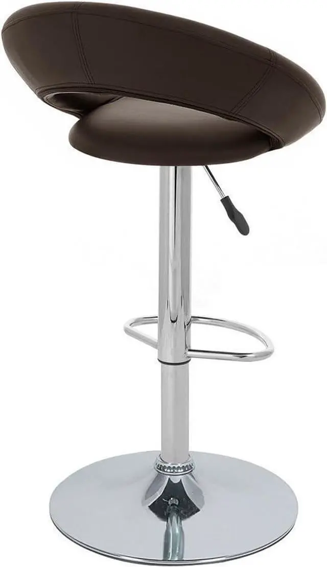 Alt view image 4 of 6 - Rho Leather Contemporary Adjustable Height Counter/Bar Stool (Coffee Brown)