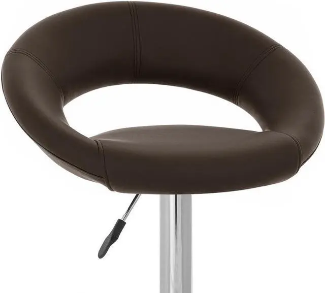 Alt view image 5 of 6 - Rho Leather Contemporary Adjustable Height Counter/Bar Stool (Coffee Brown)