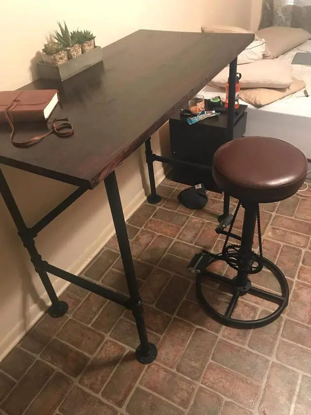 Alt view image 2 of 7 - LOKKHAN Rustic Swivel Adjustable Bike Stool-29-37 Kitchen Counter Bar Height-Set of 2 Industrial Farmhouse Countertop Barstools-Metal and PU Leather