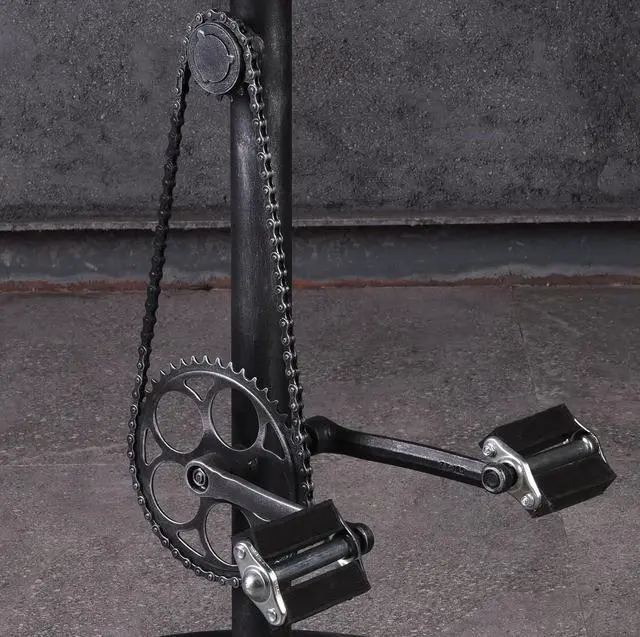 Alt view image 7 of 7 - LOKKHAN Rustic Swivel Adjustable Bike Stool-29-37 Kitchen Counter Bar Height-Set of 2 Industrial Farmhouse Countertop Barstools-Metal and PU Leather