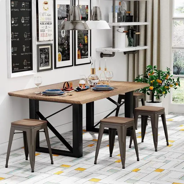 Alt view image 2 of 7 - Changjie Furniture 18 Inch Metal Dining Chairs Set of 4 Stackable Short Stools Bar Stools for Classroom (Rusty)