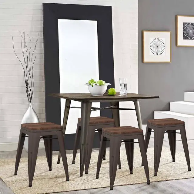 Alt view image 5 of 7 - Changjie Furniture 18 Inch Metal Dining Chairs Set of 4 Stackable Short Stools Bar Stools for Classroom (Rusty)