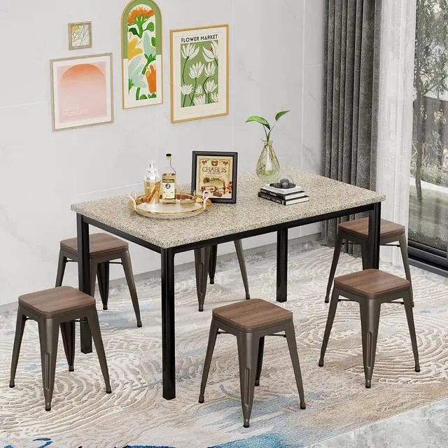 Alt view image 6 of 7 - Changjie Furniture 18 Inch Metal Dining Chairs Set of 4 Stackable Short Stools Bar Stools for Classroom (Rusty)