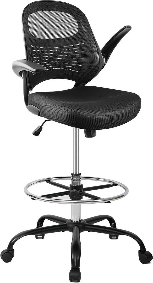 Main image of HYLONE Drafting Chair Tall Stool, Ergonomic Office Chairs Tall Standing Desk Chair Flip-up Armrest Tall Drafting Stool Heavy Duty Drafting Chair Adjustable Counter Height Chairs