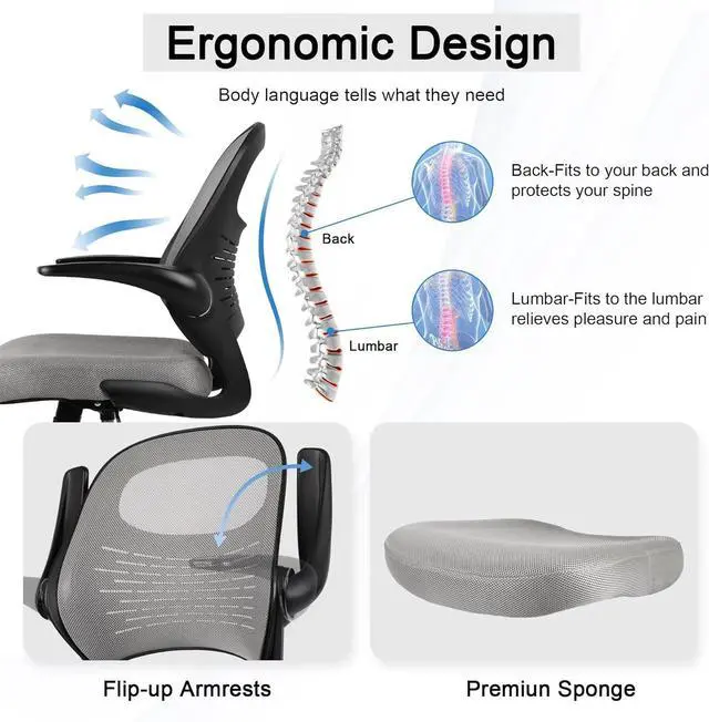 Alt view image 4 of 7 - HYLONE Drafting Chair Tall Stool, Ergonomic Office Chairs Tall Standing Desk Chair Flip-up Armrest Tall Drafting Stool Heavy Duty Drafting Chair Adjustable Counter Height Chairs