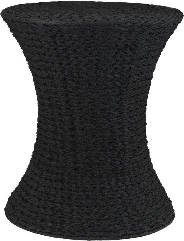 Main image of Household Essentials Handwoven Paper Rope Stool with Hourglass Shape, Black